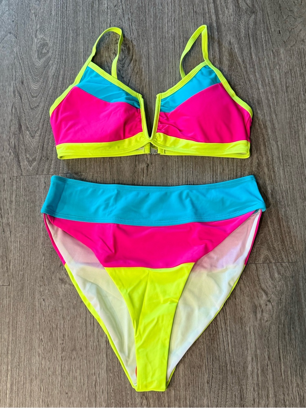 Neon Colorblock Two-Piece Bikini NEW